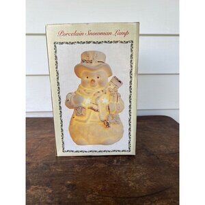 Vintage Porcelain Snowman Lamp With Bulb Included E3